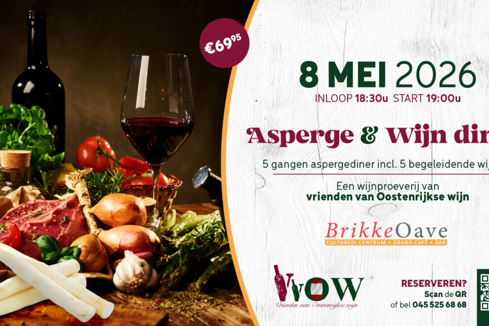 Asperge en wijn diner Brikke Oave Brunssum met 5 gangen en Oostenrijkse wijnen