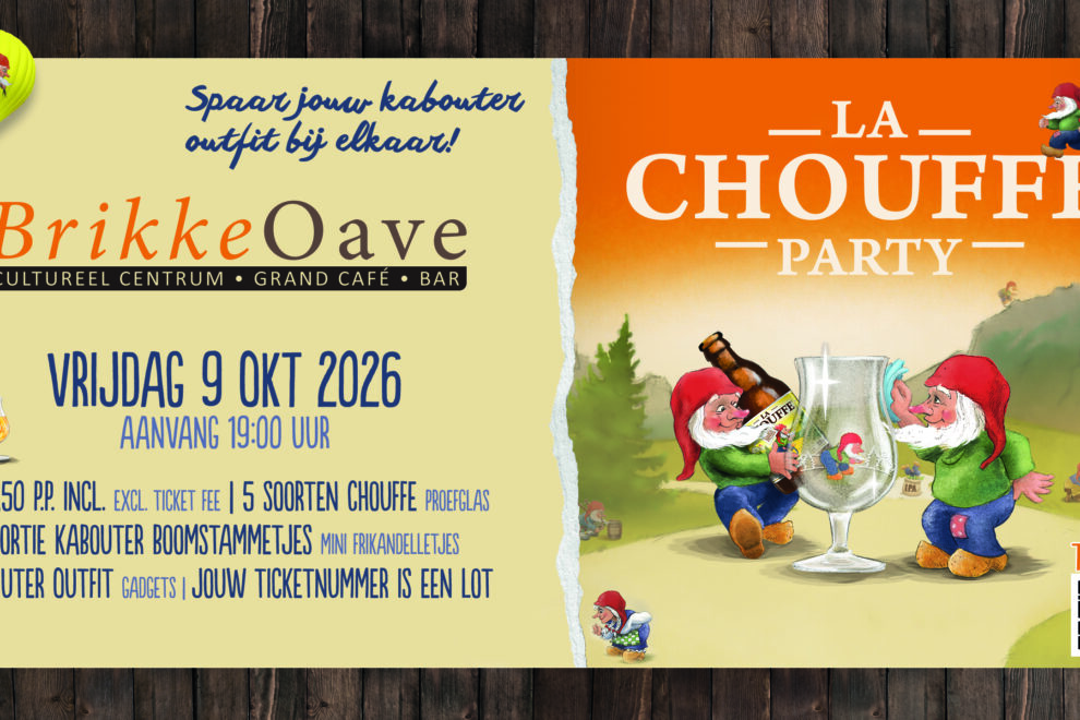 Poster La Chouffe Party Brikke Oave Brunssum bierproeverij 9 oktober 2026