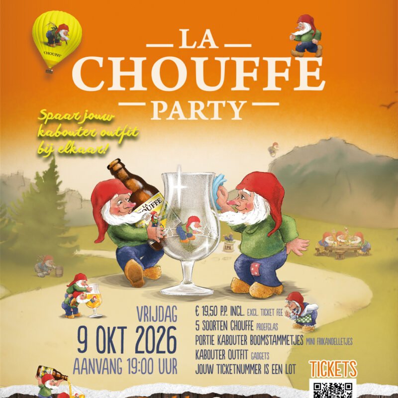Poster van de La Chouffe Party in de Brikke Oave in Brunssum